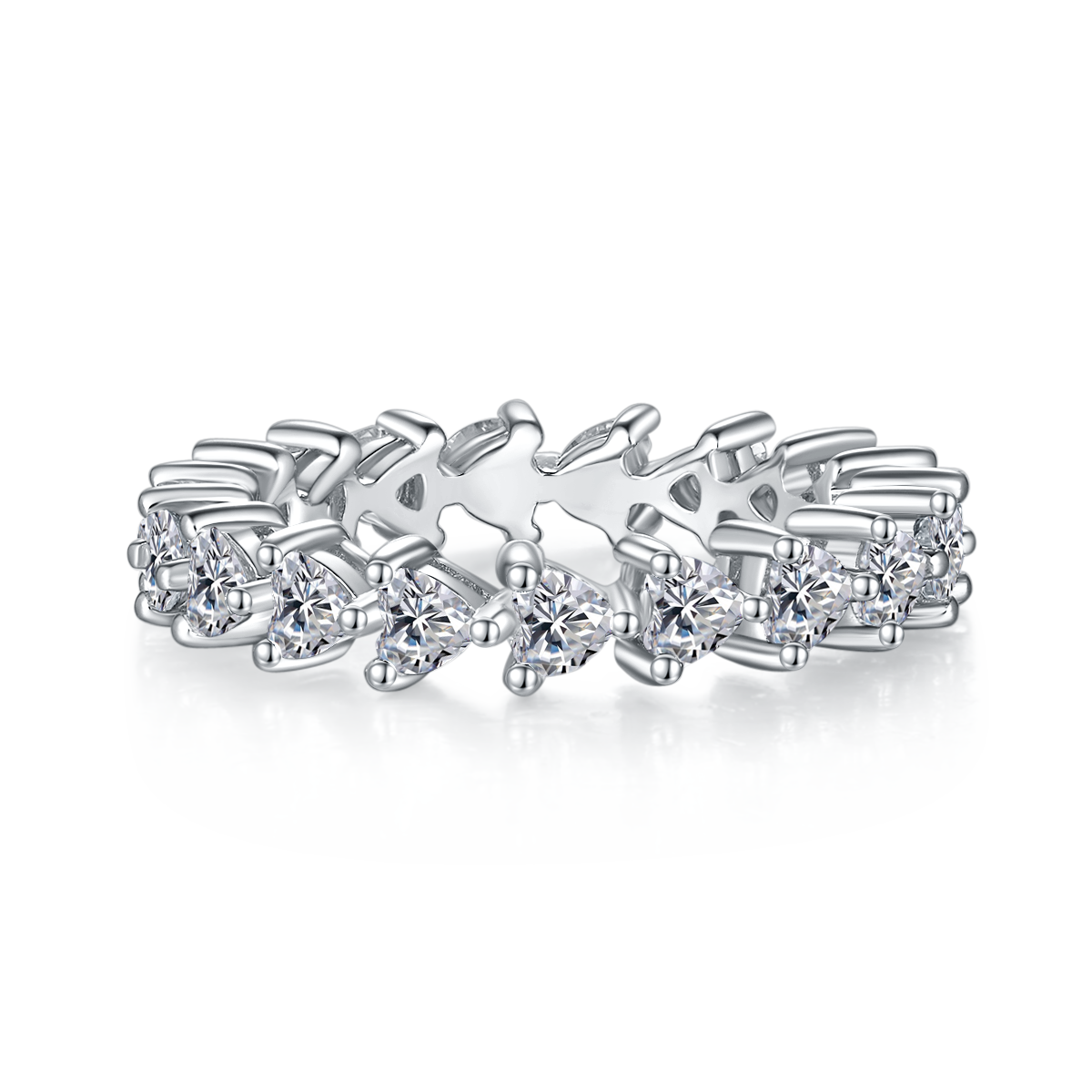 Heart Full Body Ring S925 Silver Plated Platinum Moissanite Women's Ring 2.0 Carat D-Class